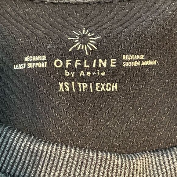 Aerie Offline Seamless Macrame Longline Sports Bra Grey Shadow Knit Front Zip XS - Picture 5 of 5